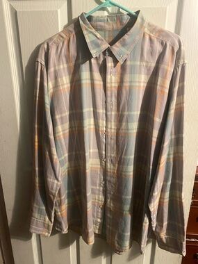 Men's Pastel Plaid Button-Up Shirt - Light Multicolor
